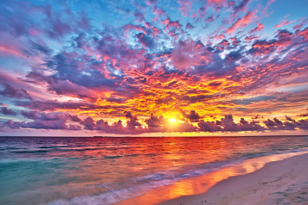 sunset clouds by the beach